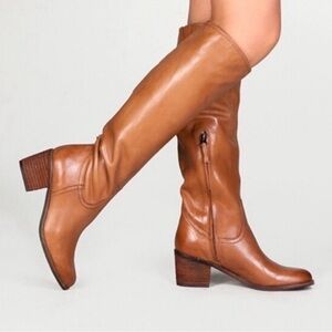 Sam Edelman Tall Leather Riding Boots in Cognac Brown